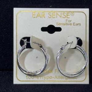 Ear Sense Silver Tone 3/4 Inch Hoop Earrings